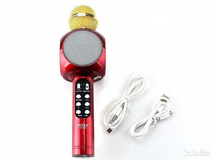 Караоке Микрофон с цветомузыкой WS1816 красный
