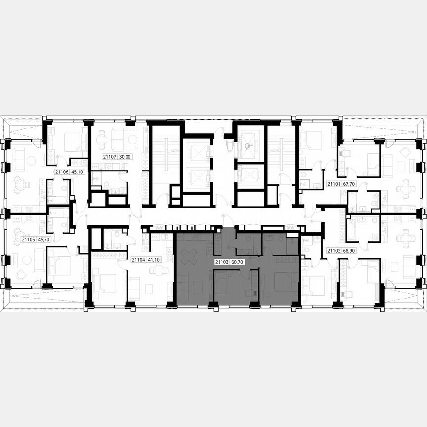 2-к. квартира, 60,7 м², 11/36 эт.