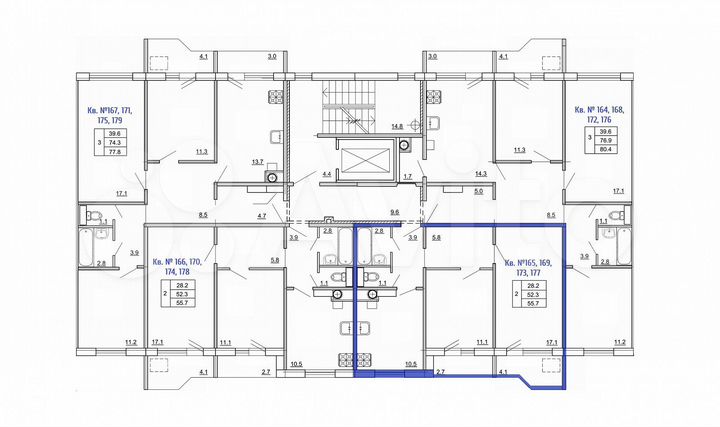 2-к. квартира, 55,7 м², 9/9 эт.