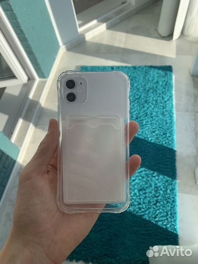Чехол на iPhone 11 прозрачный с карманом для карты