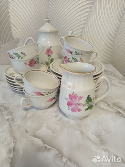 Фарфоровая посуда СССР сервиз чайный лфз