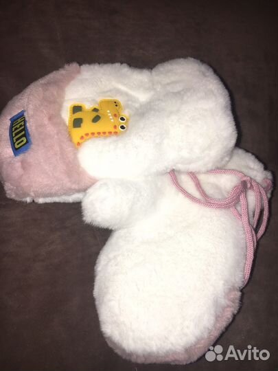 Варежки детские 3-5 лет зима на веревочке