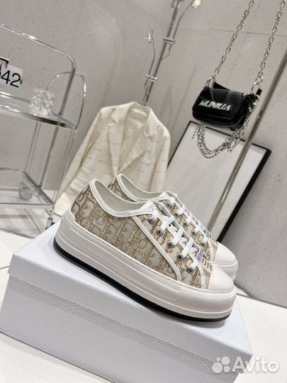 Кеды Christian Dior CD платформа текстиль