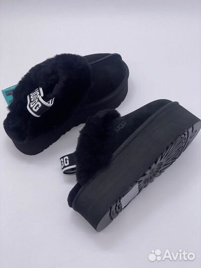 Тапочки женские Ugg Funkette Suede Platform Black