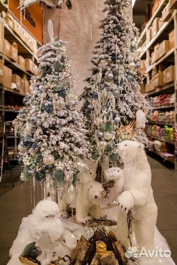 Новогоднее оформление елки и витрин, входных групп