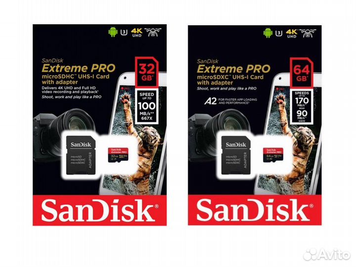 Карта памяти SanDisk microsdxc 64Gb, 128Gb и 256Gb