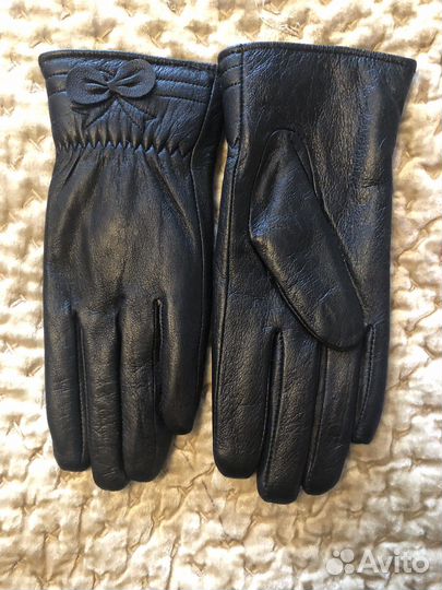 Перчатки зимние женские кожаные