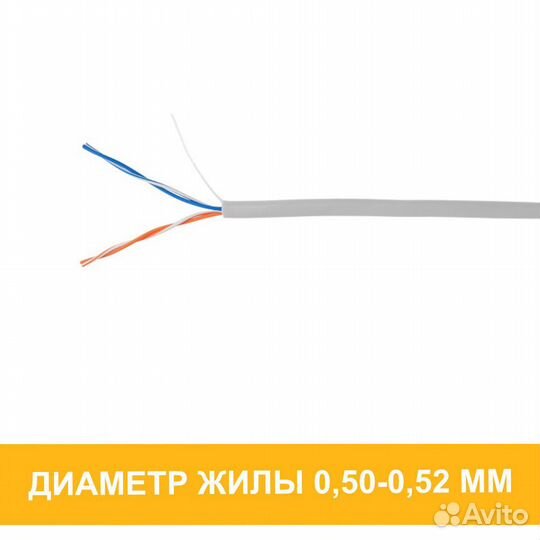 Кабель витая пара UTP, 2 пары, Кат. 5е, медь, внут