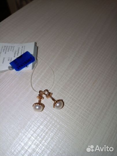 Серьги с натуральным жемчугом новые