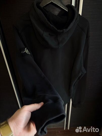 Stone island brushed cotton popover hoody