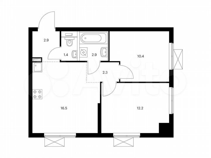 2-к. квартира, 48,6 м², 6/33 эт.
