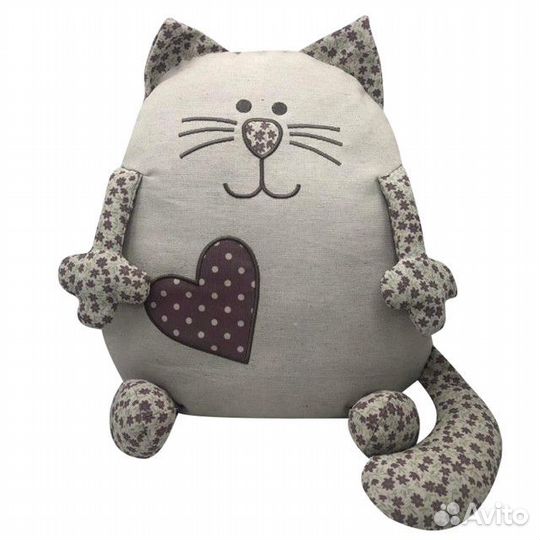 Подушка декоративная NAT Сердечный кот 36x41см пыл