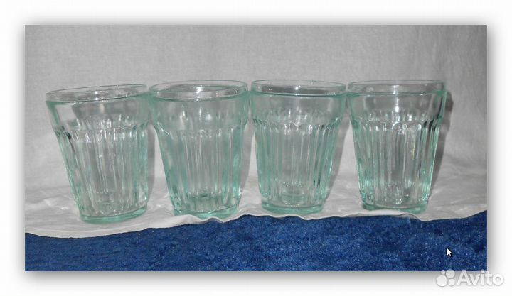 Стаканы Гранёные Зелёные Ранние советы 4шт