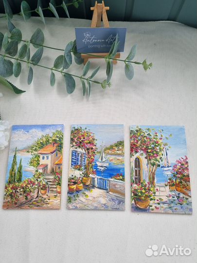 Картины маслом пейзаж Греции лето морской пейзаж