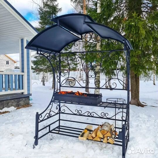 Мангал с печью под казан