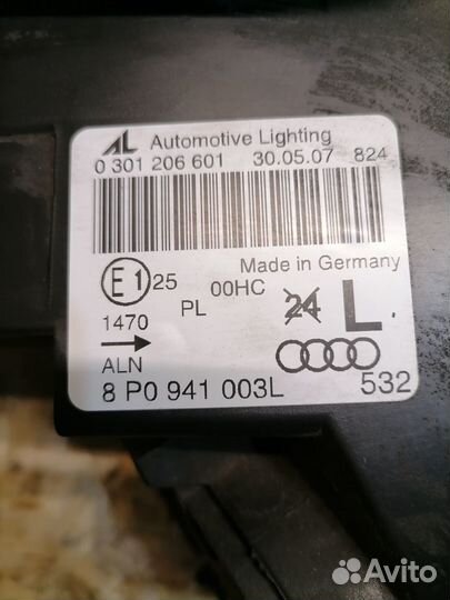 Фара левая Audi A3 8P 1-й рестайлинг галоген