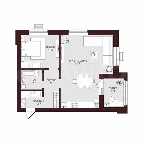 2-к. квартира, 72,3 м², 8/9 эт.