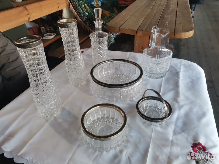 Хрусталь в серебре и мельхиоре