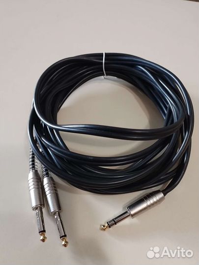 Аудио шнур 2джек 6.3/6.3, 5 метров ручная работа
