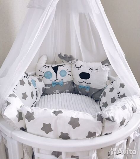 Кроватка трансформер с маятником круглая, овальная