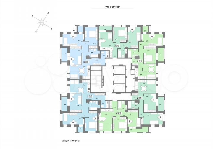 2-к. квартира, 58,6 м², 16/31 эт.