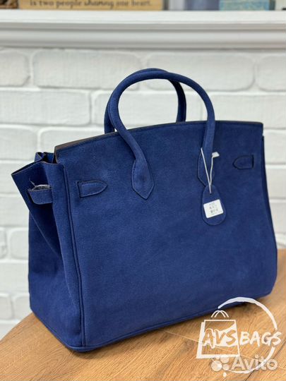 Сумка Hermes Birkin синяя замша