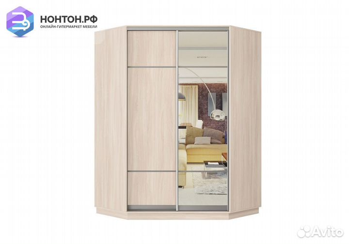Шкаф-купе угловой двухдверный Нави ясень шимо свет