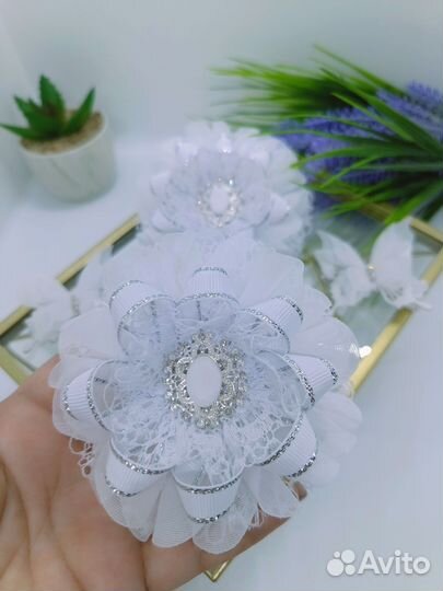 Банты для волос белые