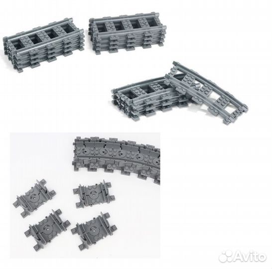 Lego рельсы, стрелки и переезд для железной дороги