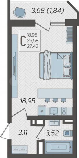 Квартира-студия, 27,4 м², 17/25 эт.