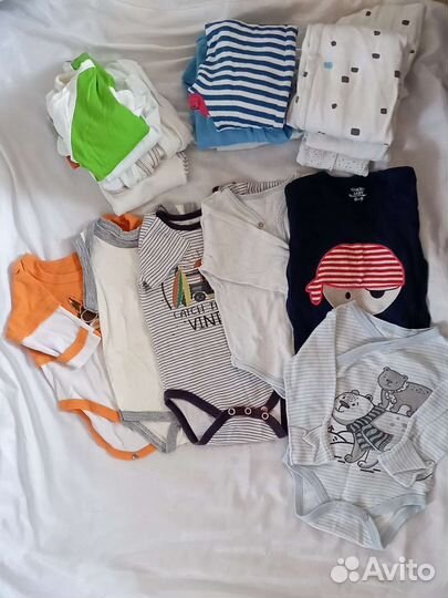 Много вещей для мальчика от рождения до 6 мес