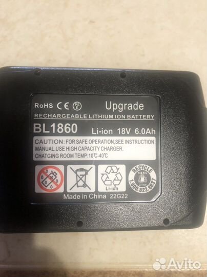 Аккумулятор аналог Makifa 18V 6 Ah BL 1860 B
