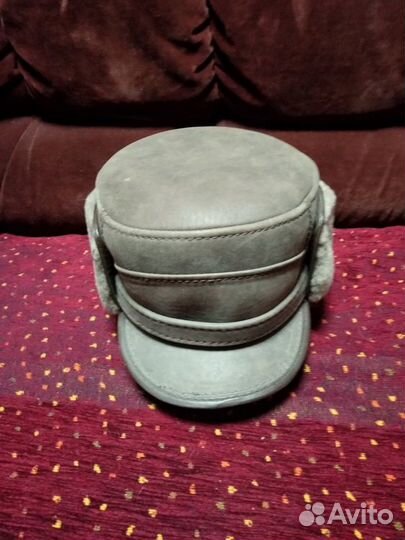 Мужская шапка кожаная R&V с натур.мехом из овчины