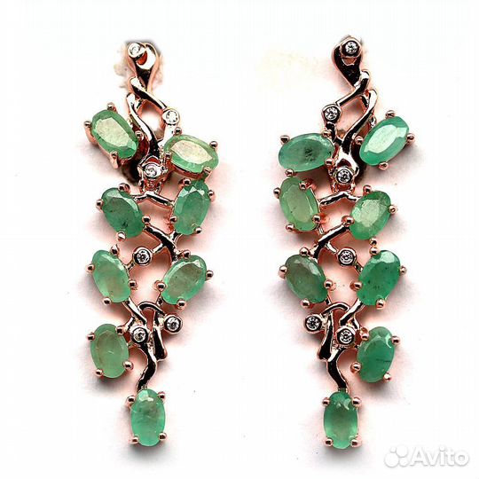 Изумруды природные комплект серьги кулон