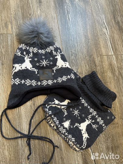Шапка и снуд зимний комплект, новый