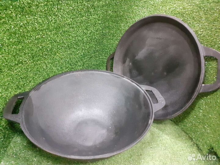 Казан чугунный 5л c крышкой сковородой