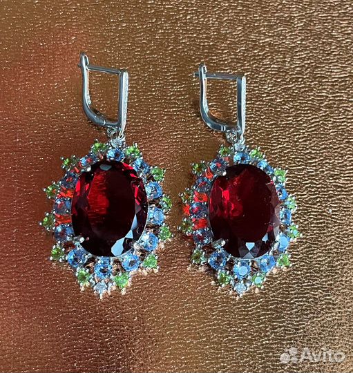 Серьги с родолитом