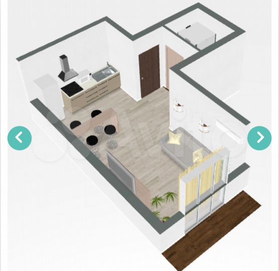Апартаменты-студия, 33,2 м², 2/8 эт.
