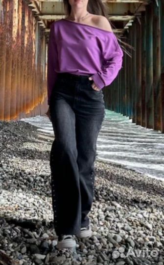 Кофта свитшот оверсайз с открытыми плечами