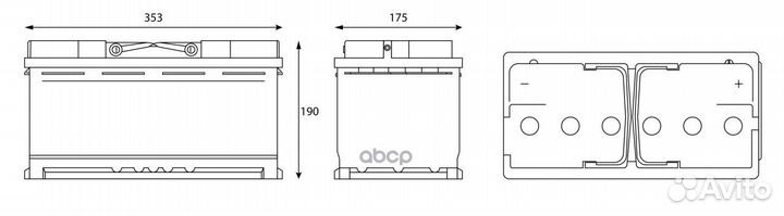 Батарея аккумуляторная 90А/ч 353А 12 Обратная п