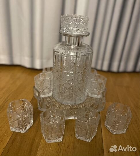 Штоф хрустальный и стопки Чехия