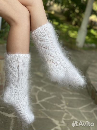 Носки теплые женские из козьего пуха Ручная работа