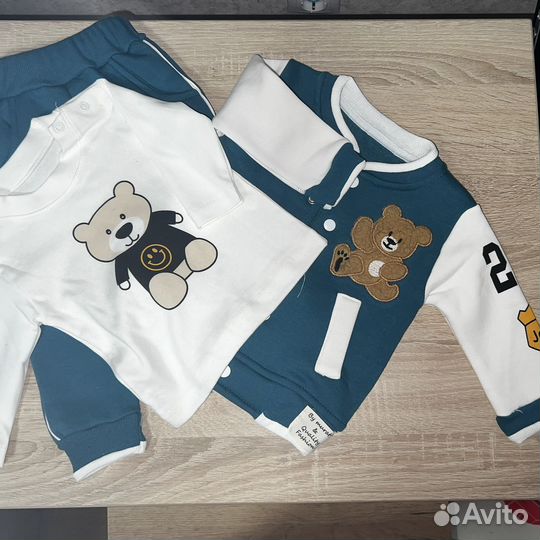 Утепленный детский костюм тройка размеры 9-24 мес