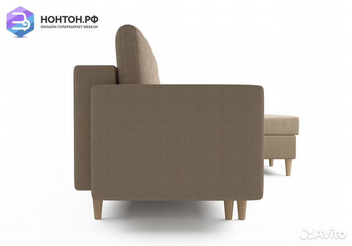 Угловой диван тик-так Белфаст рогожка бежевая