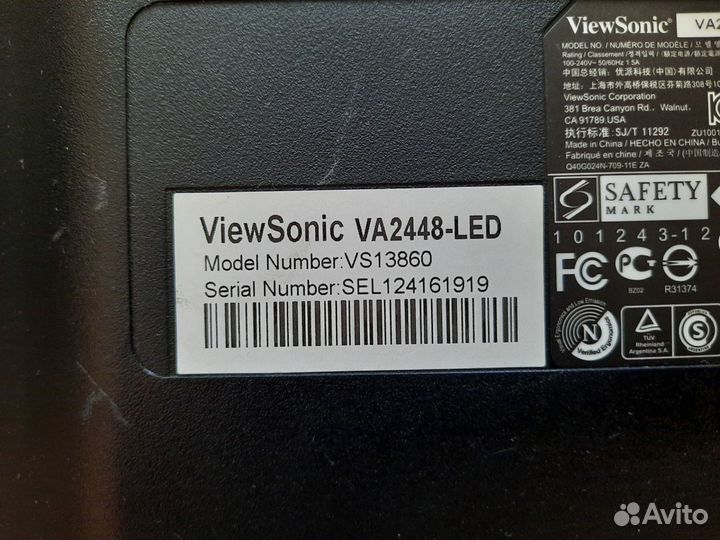 Монитор ViewSonic VA2448-LED
