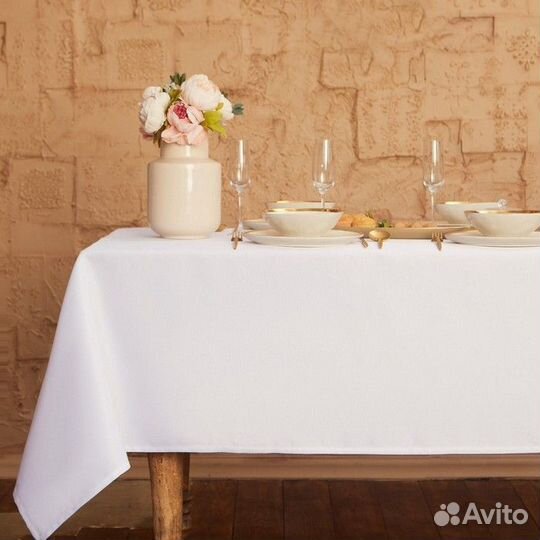 Скатерть 'Этель' Cozy 150*220 +/3см, цв.белый, пл