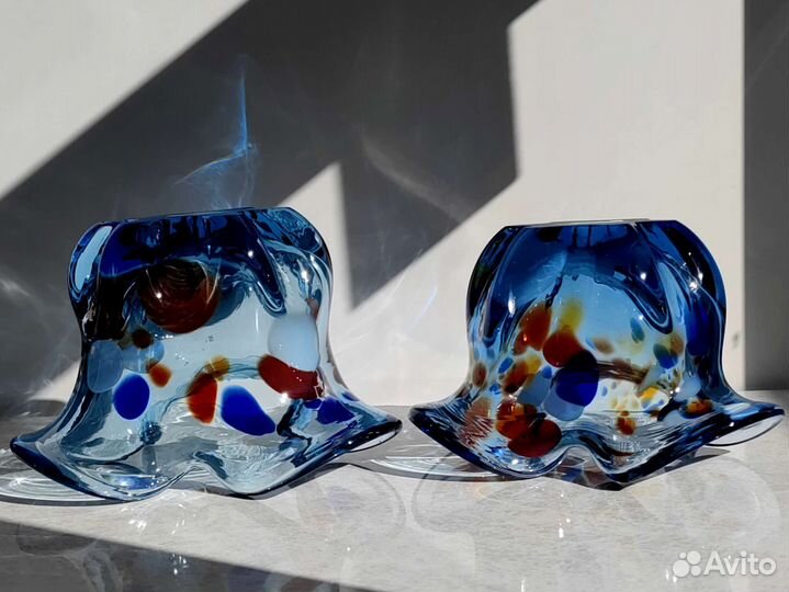 Ваза-конфетница цветное стекло СССР