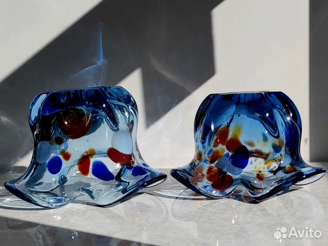 Ваза-конфетница цветное стекло СССР