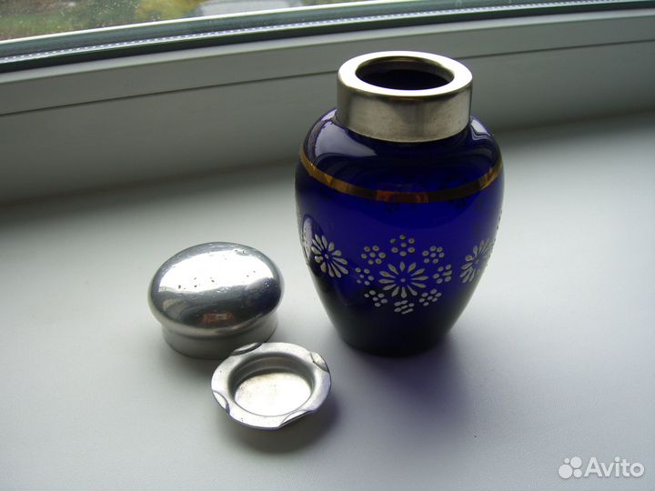 Чайница синее стекло