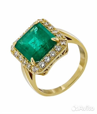 Золотое кольцо с изумрудом 5,12 ct и бриллиантами